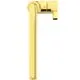 Goldene Küchenarmatur von Ideal Standard mit einem L-Auslauf und einem integrierten Seifenspender. Der Auslauf hat eine klare, gerade Form und ist an einer Wand montiert.